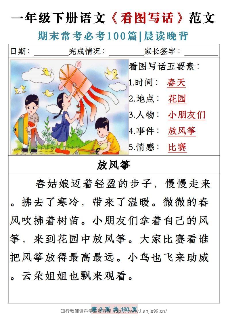 图片[2]-一年级下册语文《看图写话》范文期末常考必考100篇-学霸资料库学科资源下载