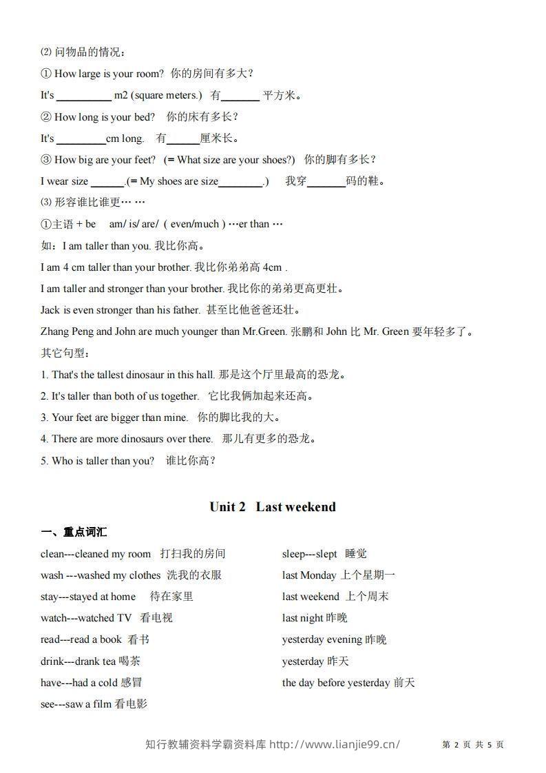 图片[2]-【知识点】六下人教版PEP英语期末复习知识总结-学霸资料库学科资源下载