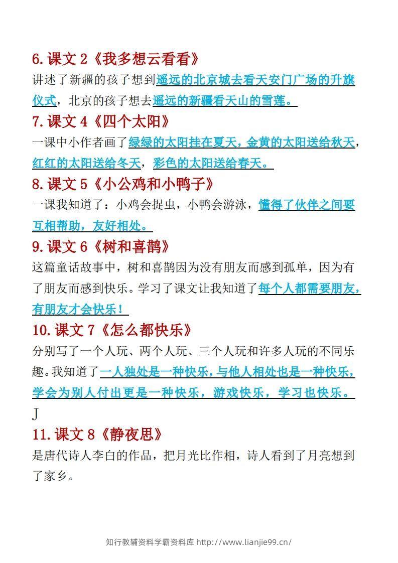 图片[2]-一年级下册语文重点考点汇总（复习必备）-学霸资料库学科资源下载