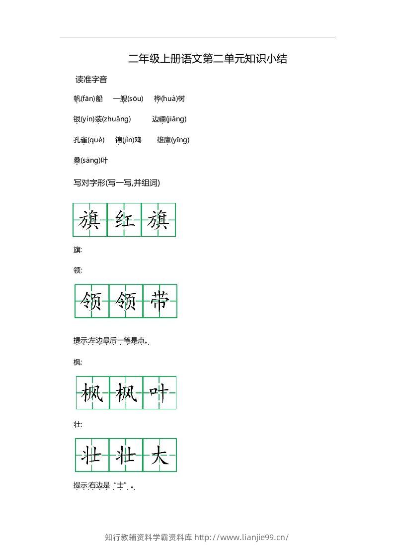 二上语文第二单元知识重点-学霸资料库学科资源下载