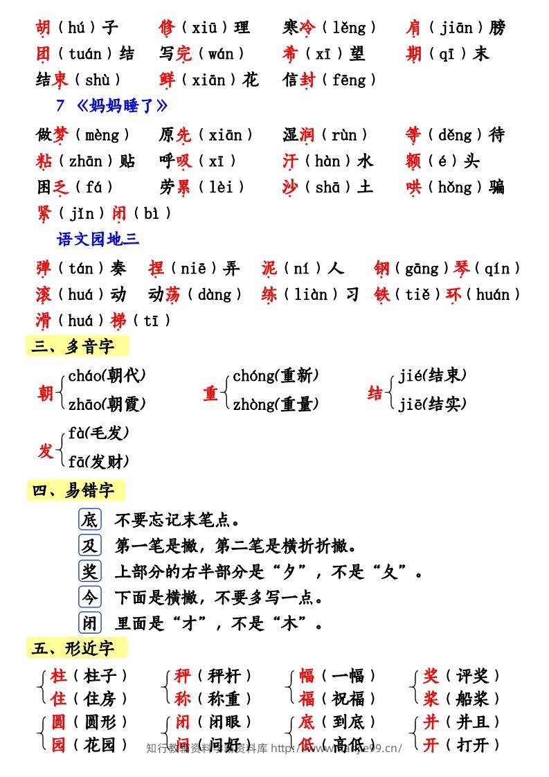 图片[2]-【第三单元知识梳理】二上语文-学霸资料库学科资源下载
