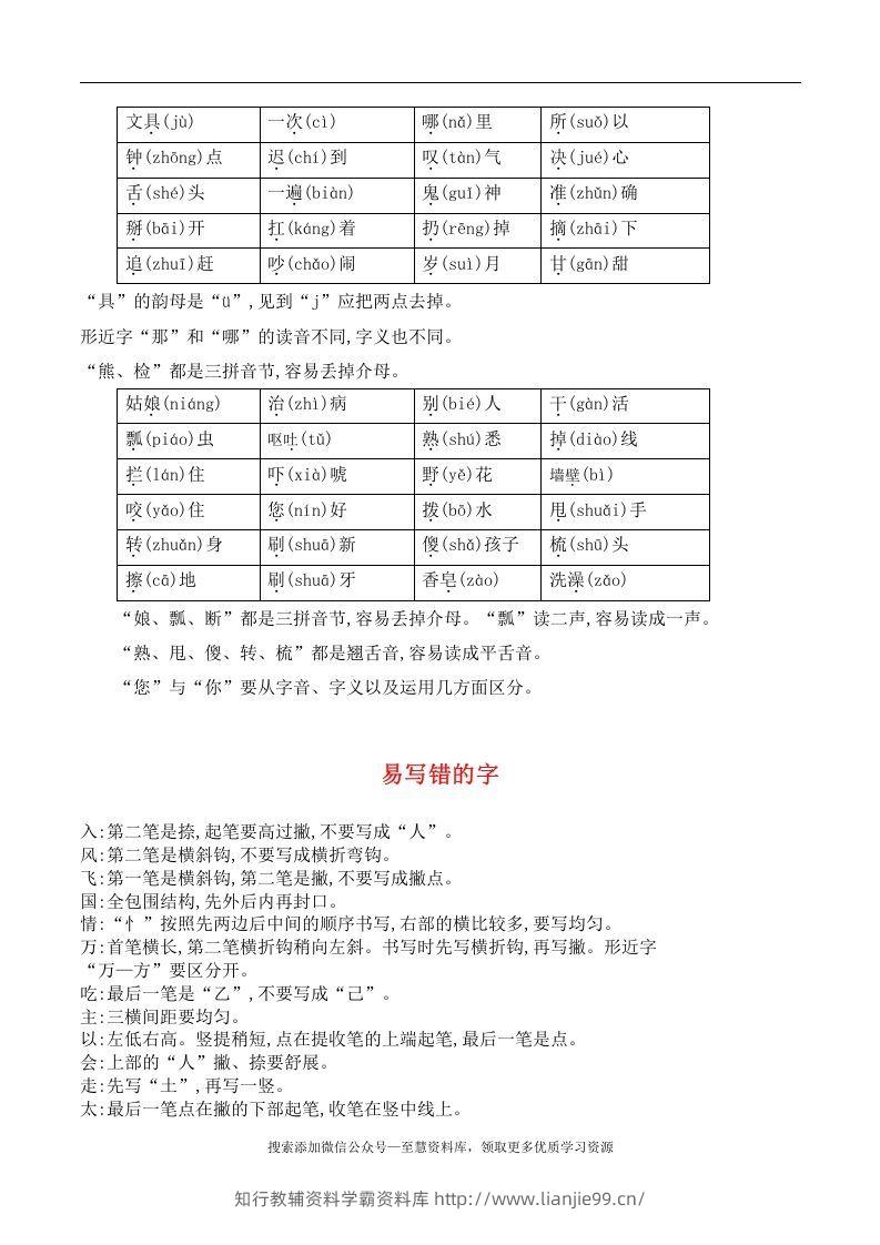图片[3]-一年级语文下册期末总结—易读（写）错的字-学霸资料库学科资源下载