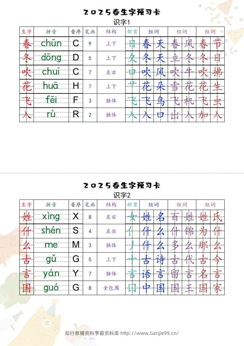 25一下语文【预习卡】-学霸资料库学科资源下载