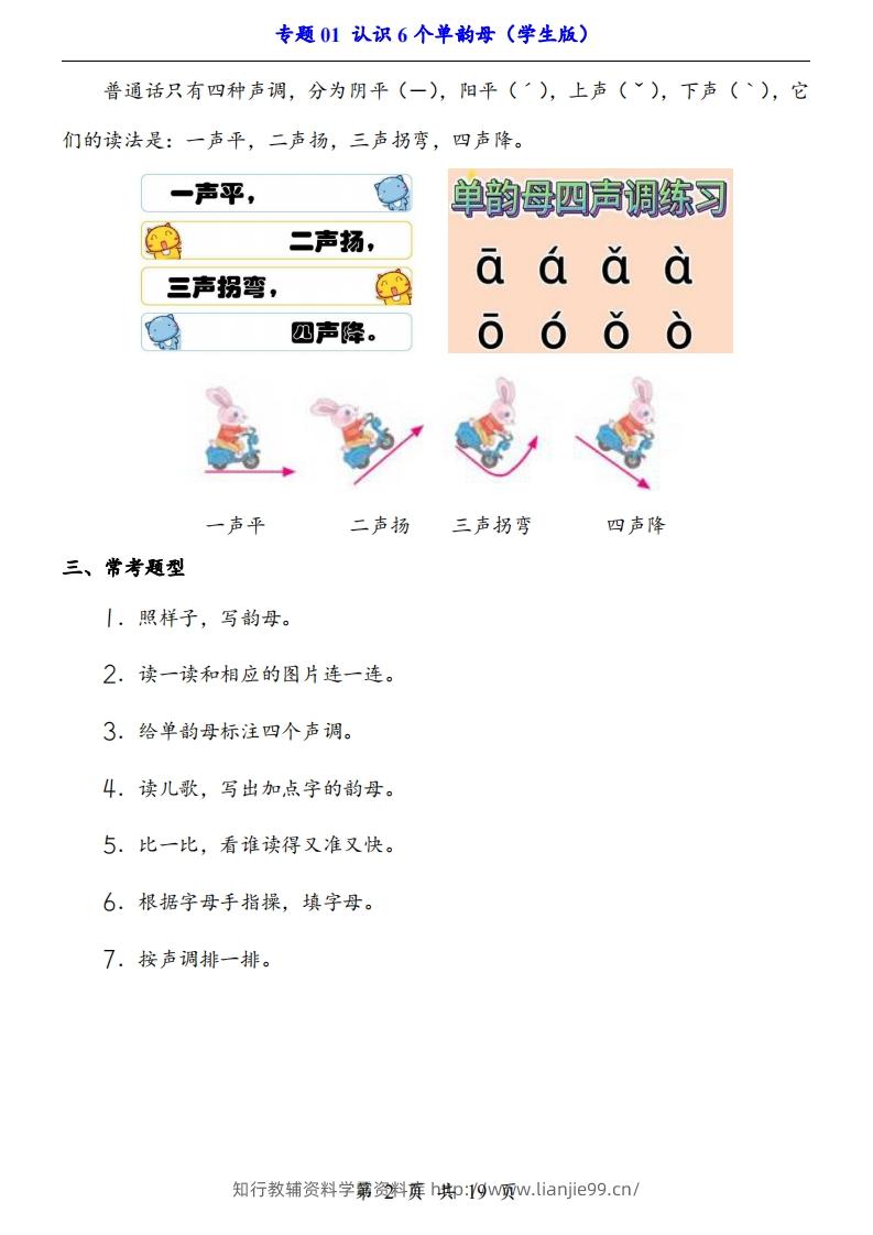 图片[2]-【24新教材】一上语文拼音专题-认识6个单韵母（知识+训练）-学霸资料库学科资源下载