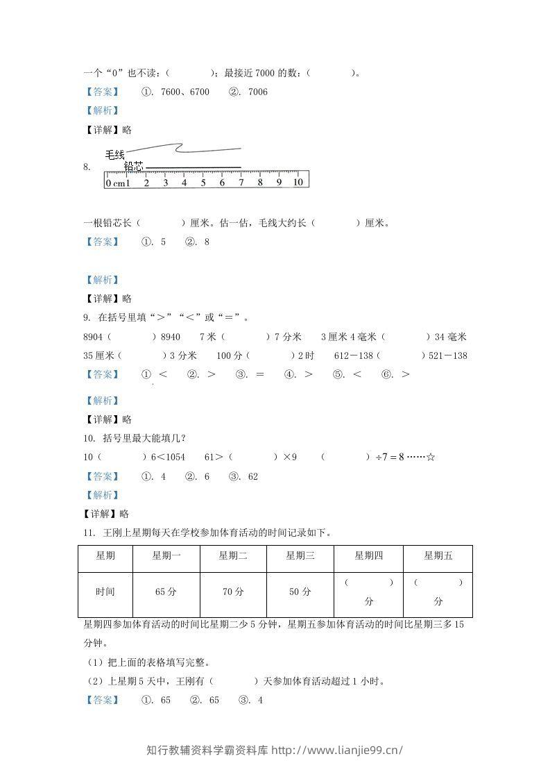 图片[3]-2020-2021学年江苏省徐州邳州市二年级下册数学期末试题及答案(Word版)-学霸资料库学科资源下载