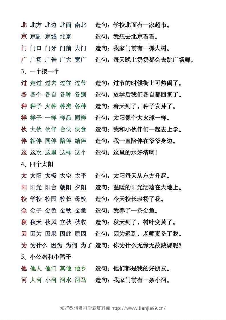 图片[3]-一年级下册生字组词造句-学霸资料库学科资源下载