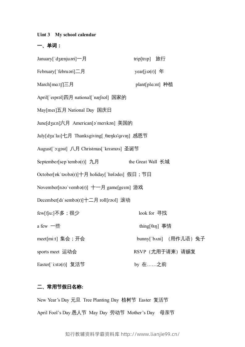 五年级英语下册素材-期末复习Unit3_（人教PEP版）-学霸资料库学科资源下载
