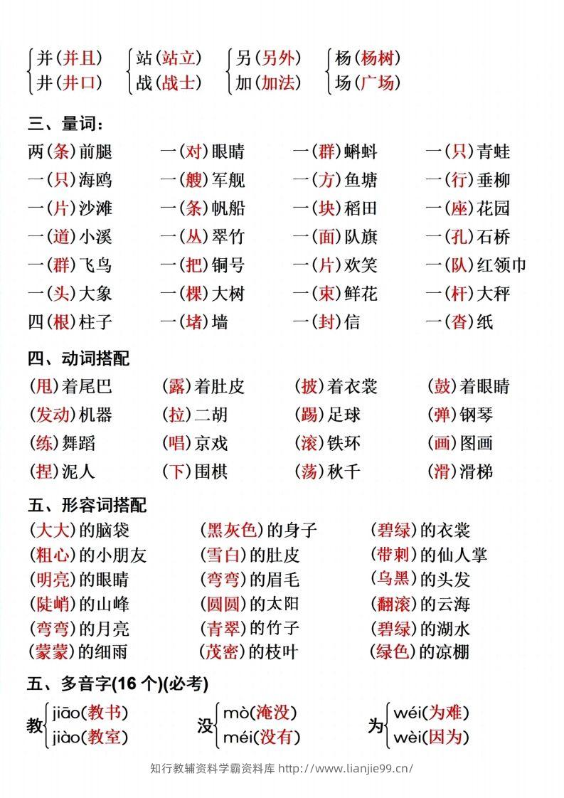 图片[2]-二上语文单元重点预习-学霸资料库学科资源下载