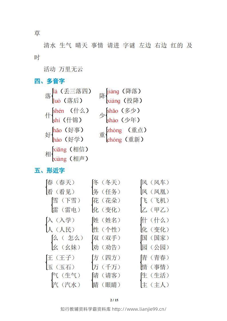 图片[2]-语文一年级下册期中复习知识要点-学霸资料库学科资源下载