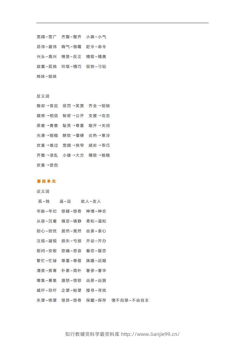 图片[2]-五年级语文下册近义词反义词汇总（部编版）-学霸资料库学科资源下载
