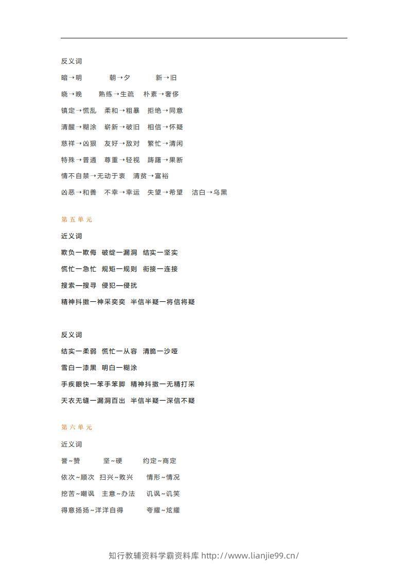 图片[3]-五年级语文下册近义词反义词汇总（部编版）-学霸资料库学科资源下载