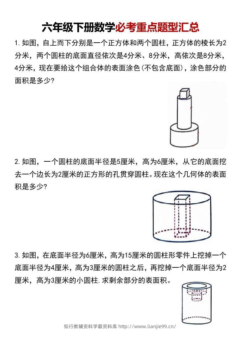 六年级下册数学必考重点题型汇总-学霸资料库学科资源下载