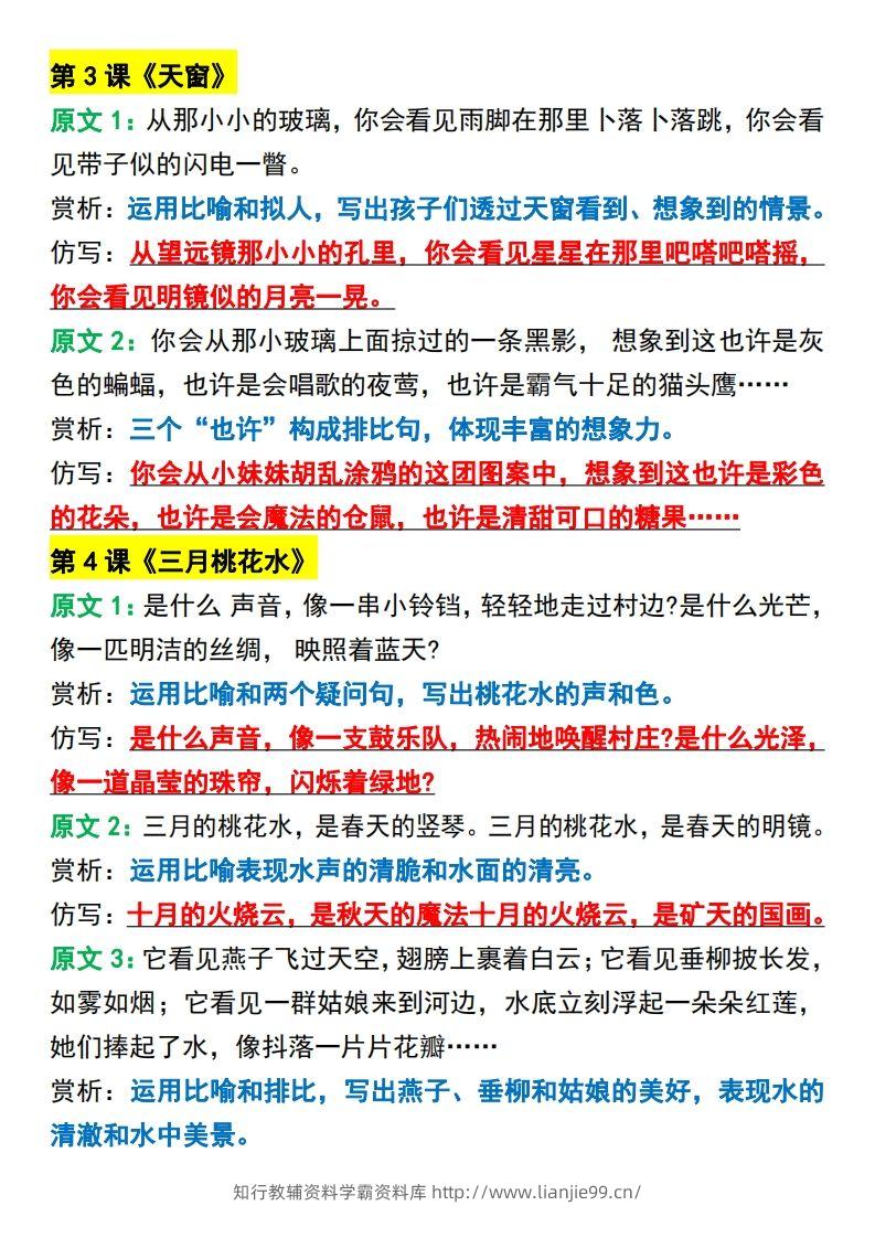 图片[2]-四年级下册语文必考重点句子仿写-学霸资料库学科资源下载
