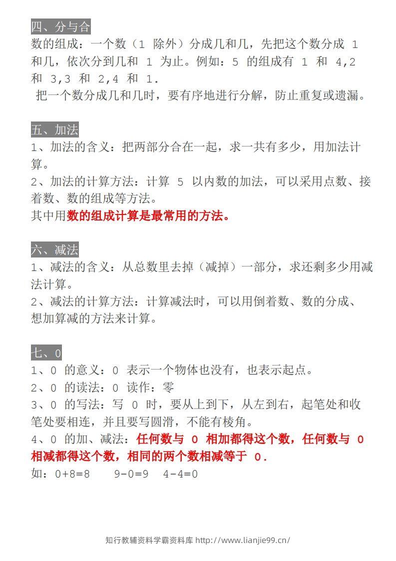 图片[3]-【人教一年级】数学上册必背笔记-学霸资料库学科资源下载
