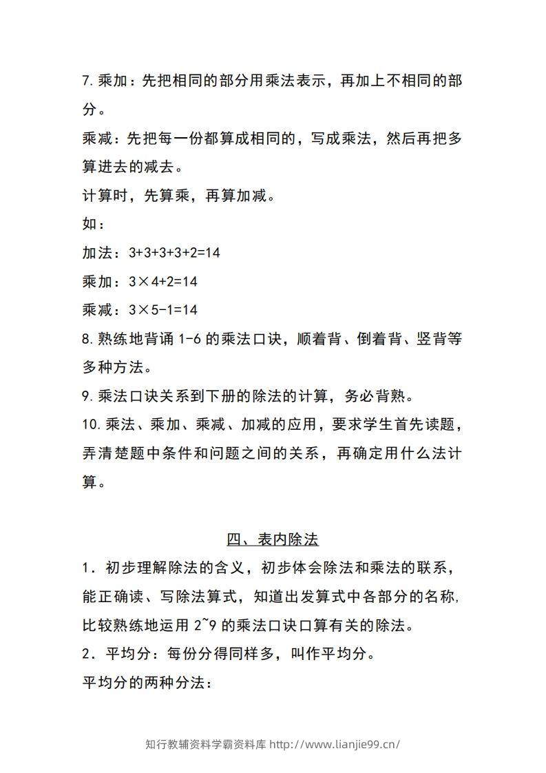 图片[3]-二上苏教数学知识点重点汇总-学霸资料库学科资源下载