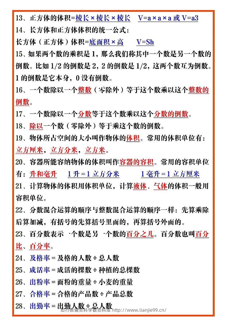 图片[2]-五年级数学下册必考重点公式（开学必背通用）-学霸资料库学科资源下载