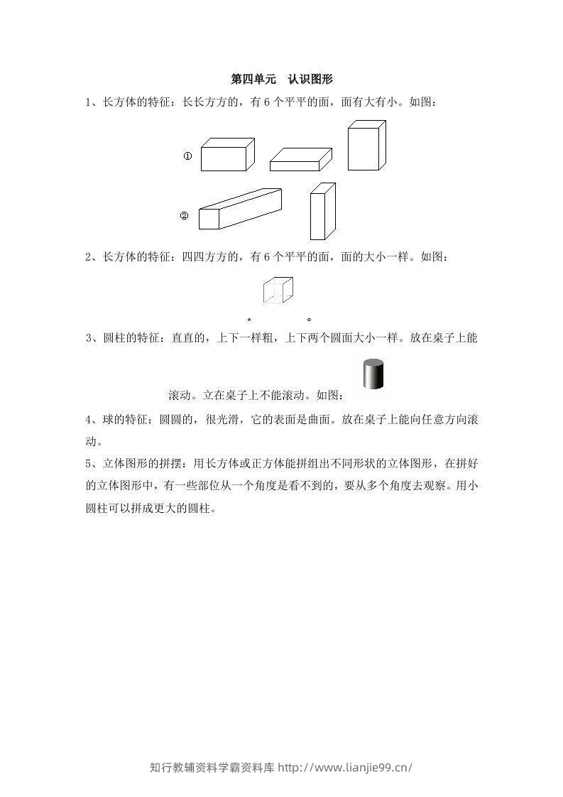 一上数学第四单元认识图形-学霸资料库学科资源下载