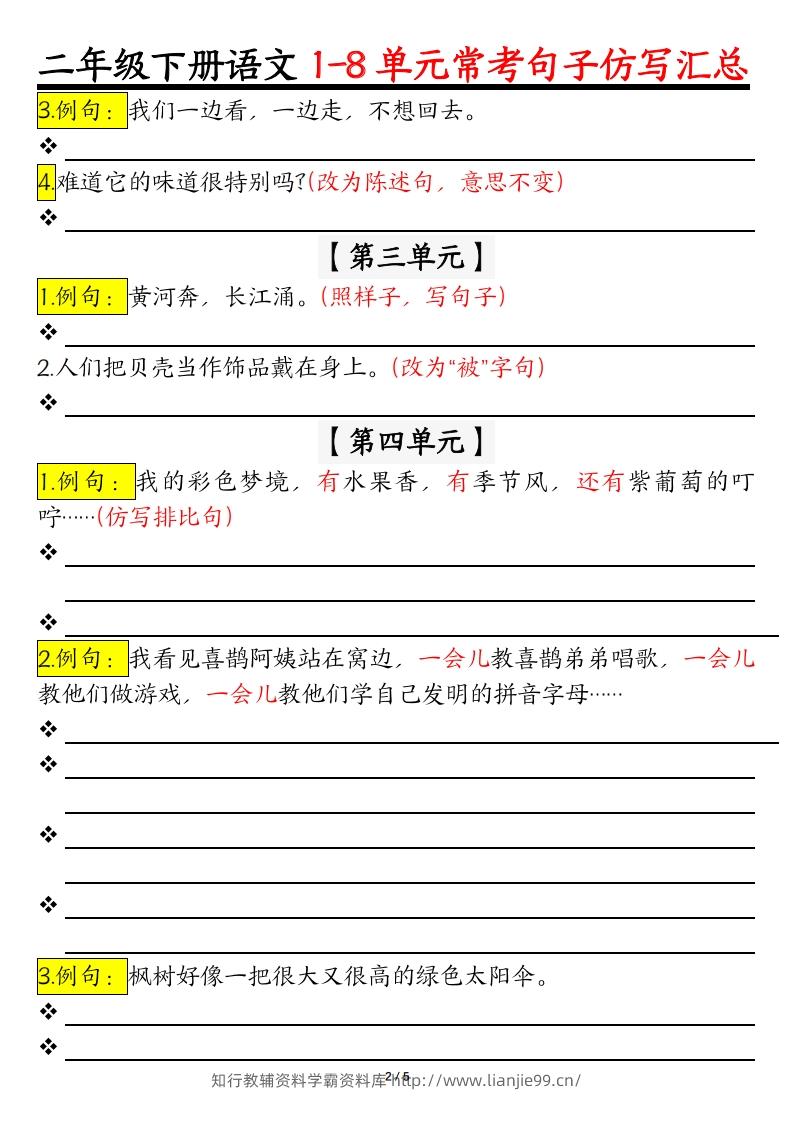 图片[2]-【常考仿写句子】二下语文-学霸资料库学科资源下载