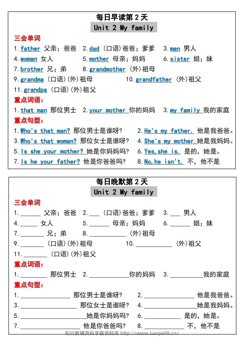 图片[2]-三年级下册英语必考重点早读晚默-学霸资料库学科资源下载