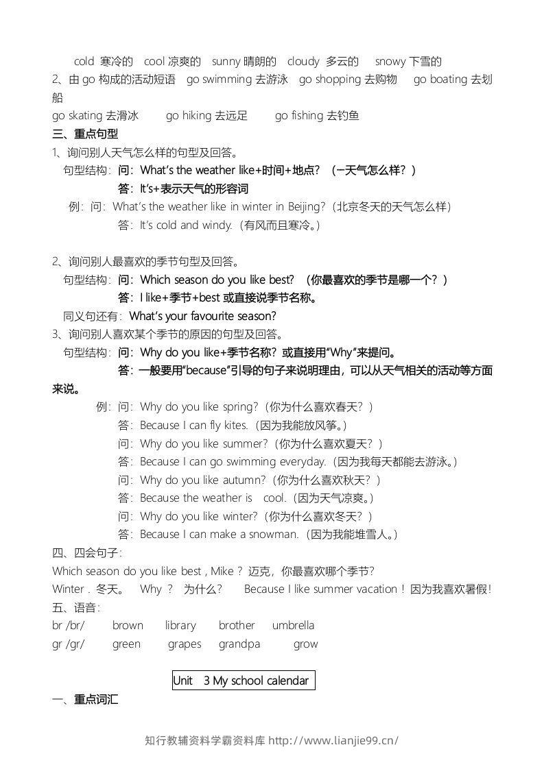 图片[3]-五年级英语下册单元知识点（人教PEP版）-学霸资料库学科资源下载