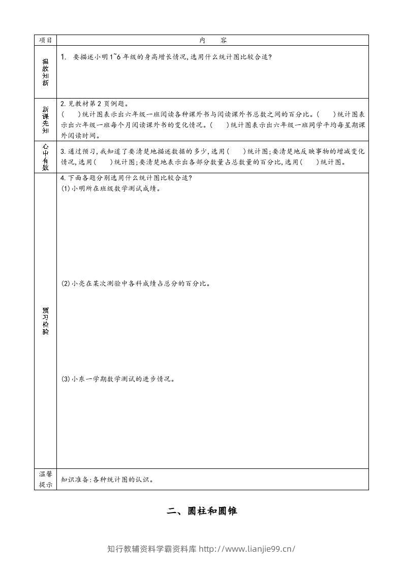 图片[2]-六年级数学下册预习单（苏教版）-学霸资料库学科资源下载