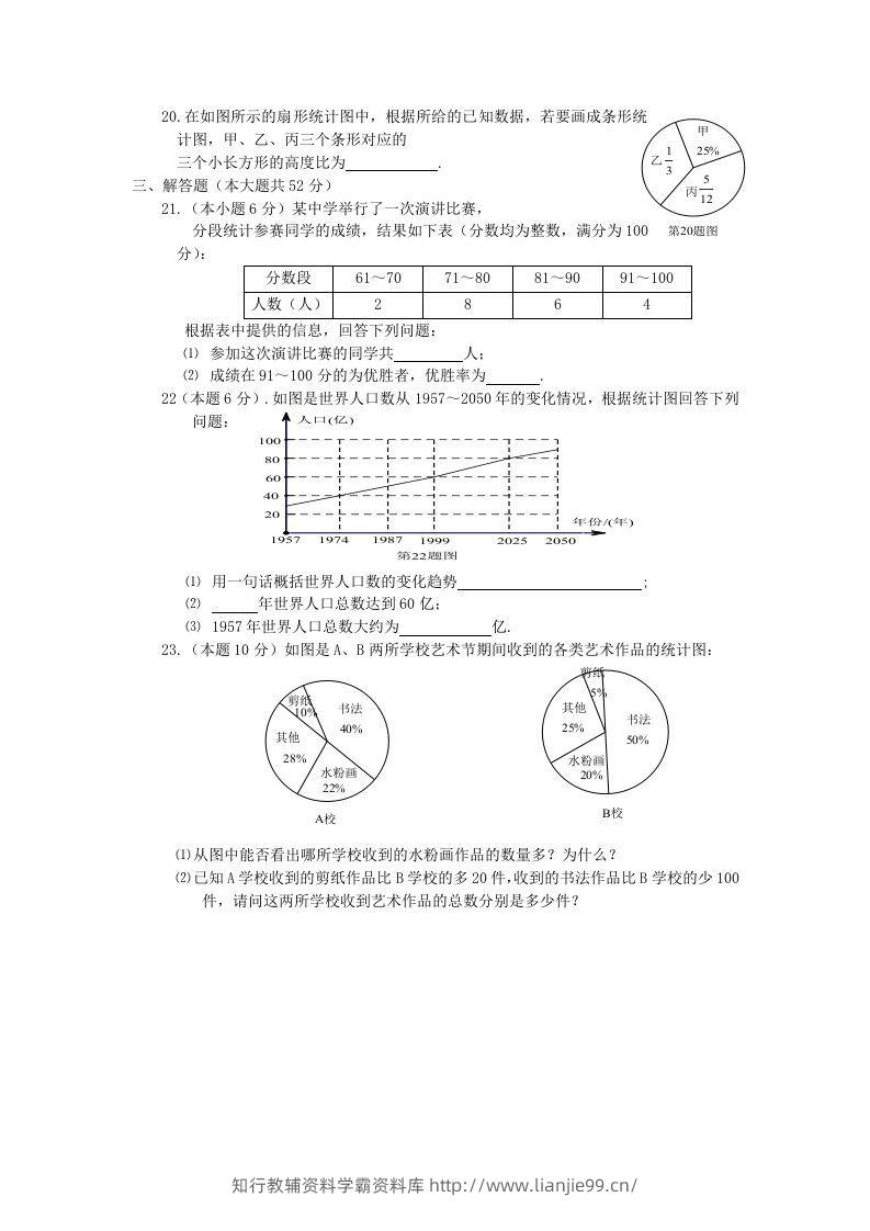 图片[3]-七年级上册数学第六单元测试卷及答案A卷北师大版(Word版)-学霸资料库学科资源下载
