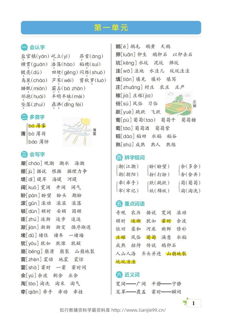 四（上）语文期末（核心考点梳理）-学霸资料库学科资源下载