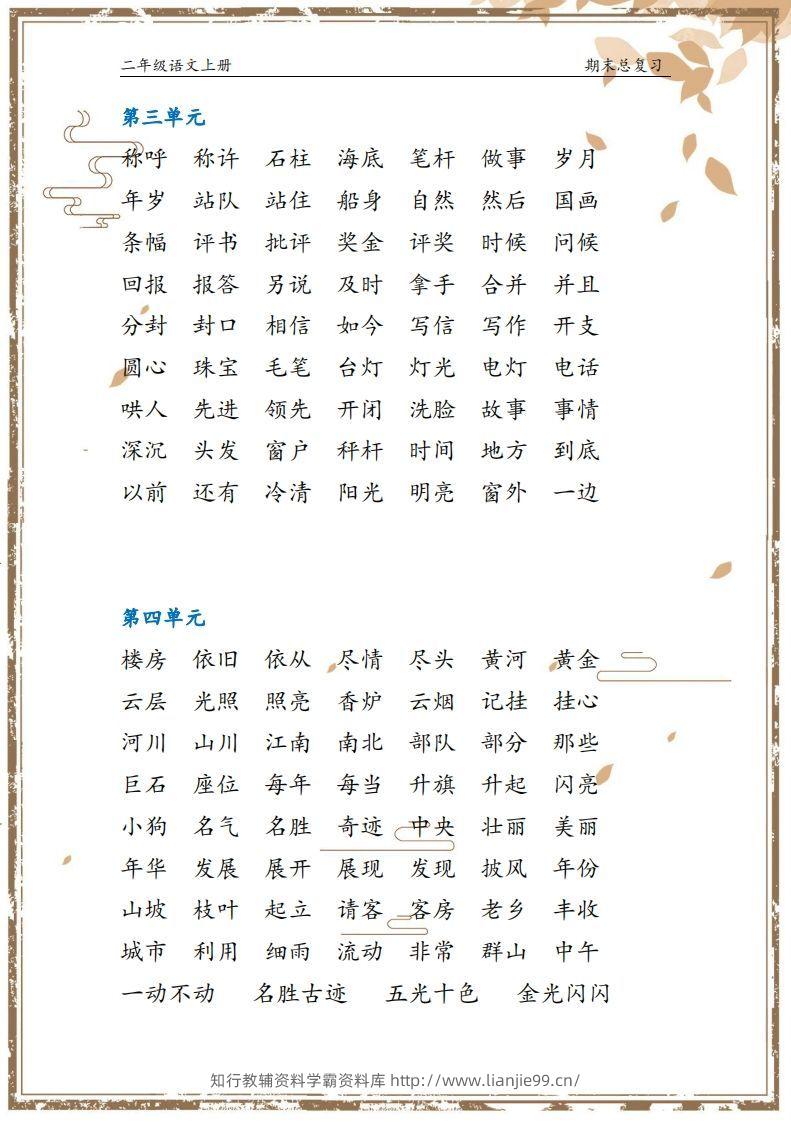 图片[2]-二年级语文上册【总复习】-学霸资料库学科资源下载