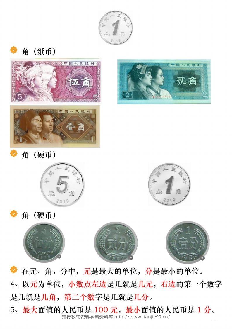 图片[2]-寒假预习一年级数学下册人民币必考知识汇总-学霸资料库学科资源下载