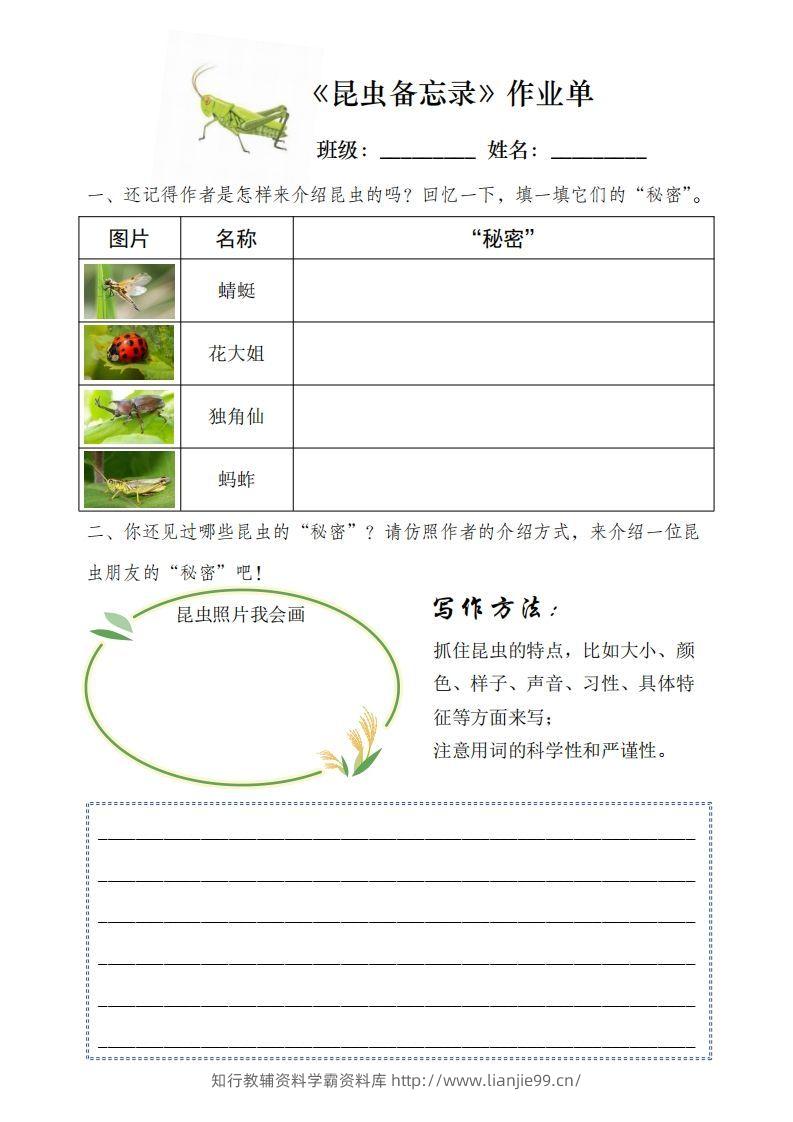 图片[3]-三（下）语文每课作业单-学霸资料库学科资源下载