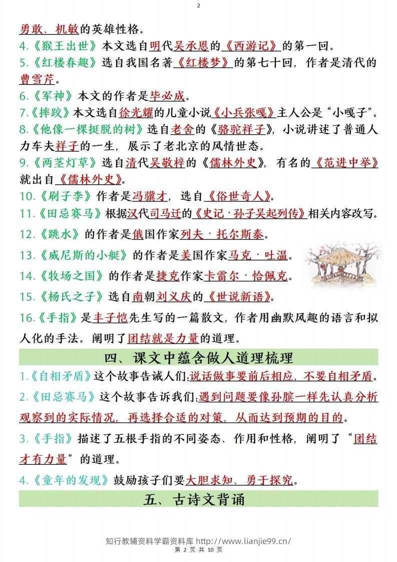 图片[2]-五年级下册语文寒假预习全册必背知识点(1)-学霸资料库学科资源下载