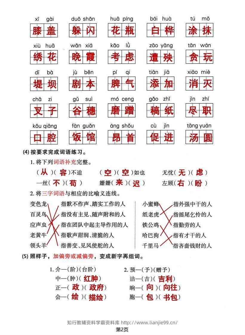 图片[2]-√四年级下册语文期中归类整合复习卷，考查内容1-4单元-学霸资料库学科资源下载
