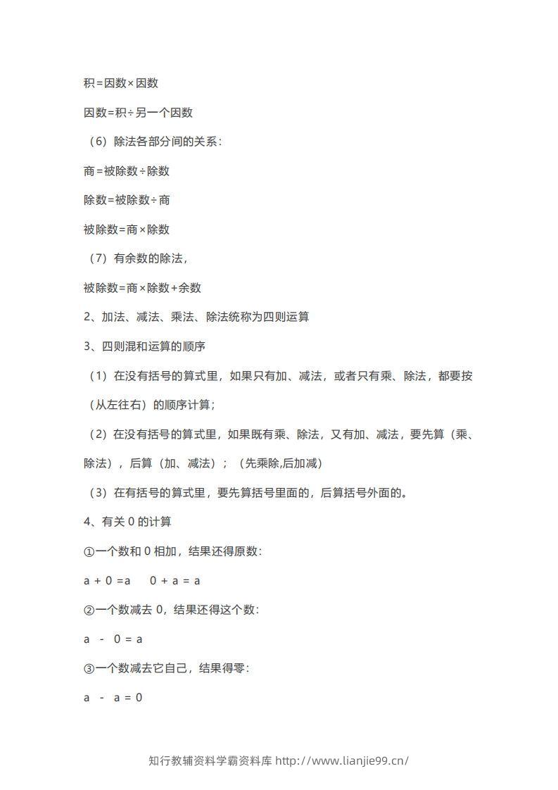 图片[2]-数学四年级下册必背知识点汇总-学霸资料库学科资源下载