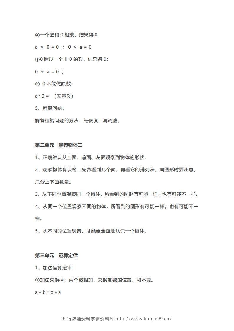 图片[3]-数学四年级下册必背知识点汇总-学霸资料库学科资源下载