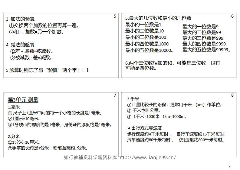 图片[2]-【人教三年级】数学上册必背笔记-学霸资料库学科资源下载
