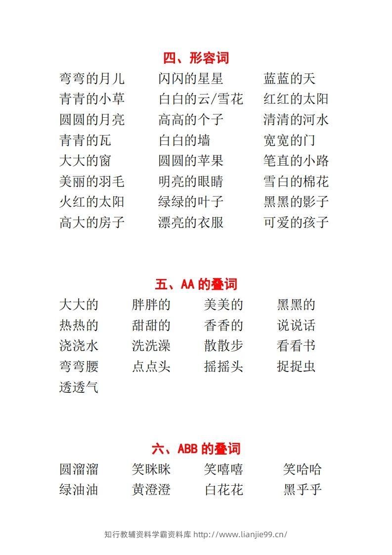 图片[3]-【种基础词汇汇总】二上语文-学霸资料库学科资源下载