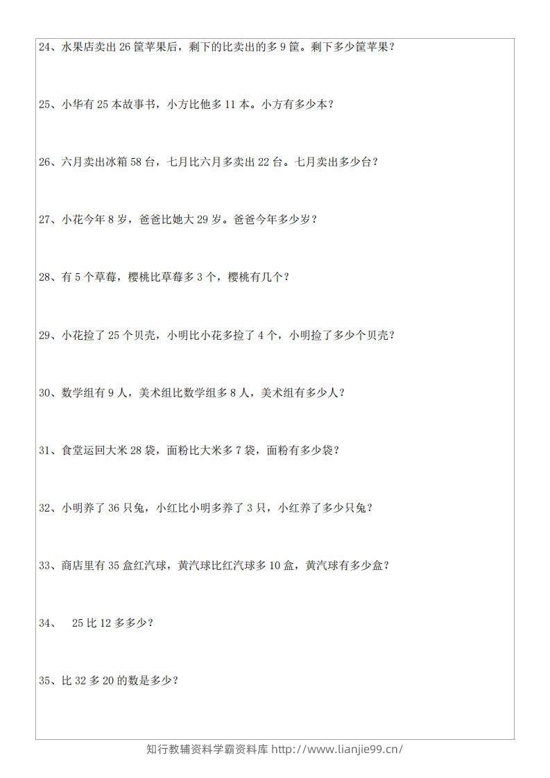 图片[3]-1年级数学应用题大全(含答案).doc-学霸资料库学科资源下载