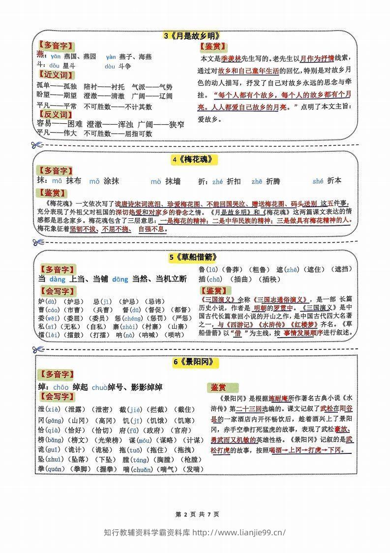 图片[2]-【课课贴】五年级下册语文彩色一课一贴7页-学霸资料库学科资源下载