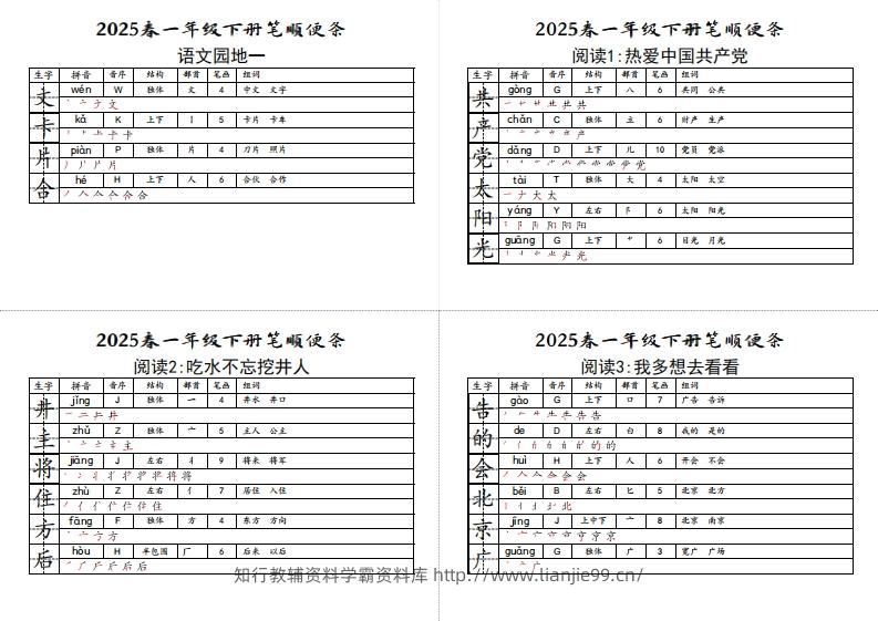 图片[2]-【笔顺小贴贴】一下语文最终版生字预习-学霸资料库学科资源下载