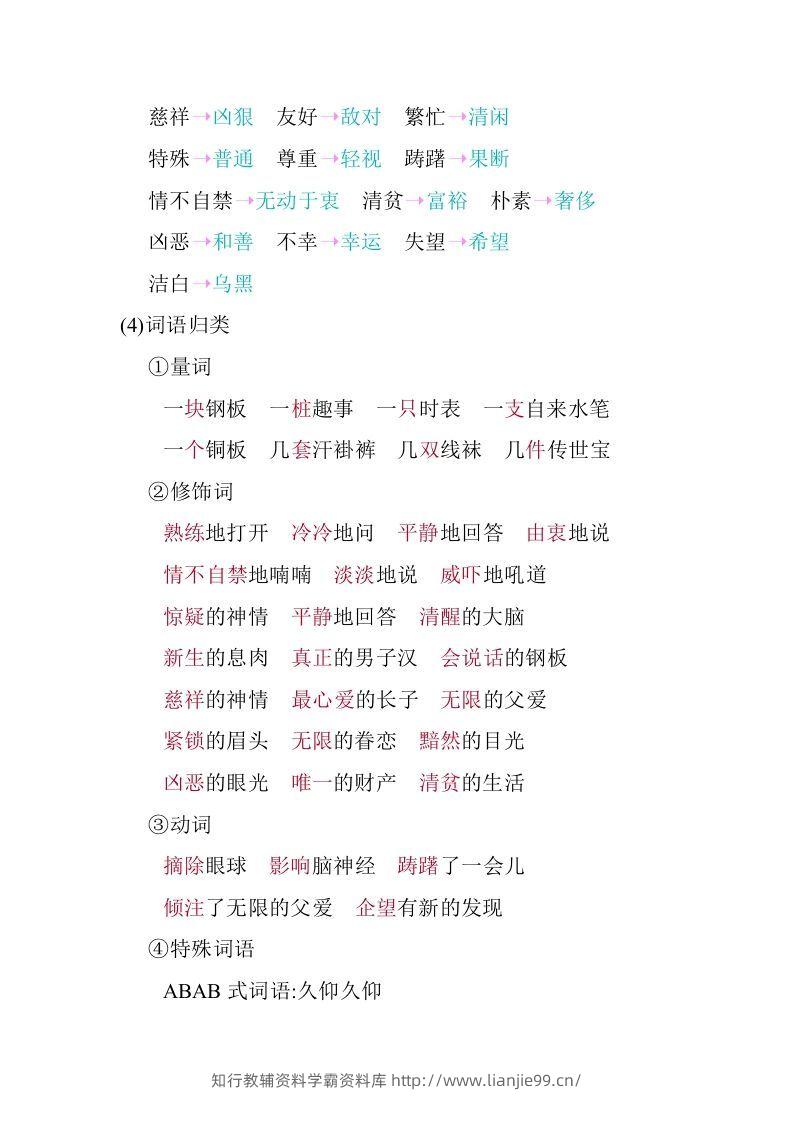 图片[3]-五年级语文下册第四单元知识小结（部编版）-学霸资料库学科资源下载
