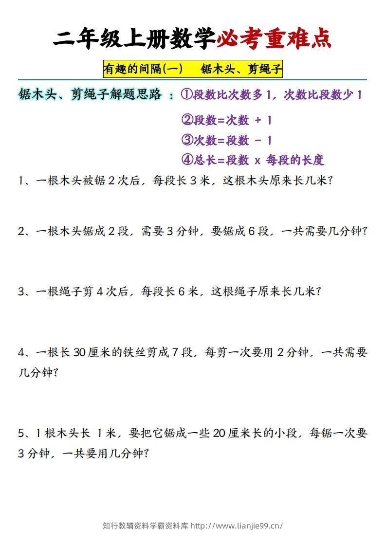 图片[3]-【必考重难点间隔问题专项】二上数学-学霸资料库学科资源下载