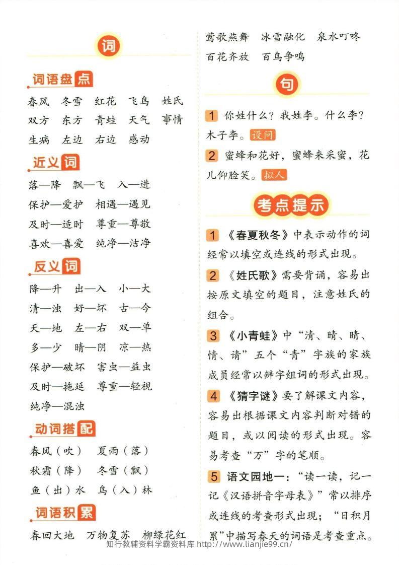 图片[2]-❤一年级下册语文单元总结-学霸资料库学科资源下载