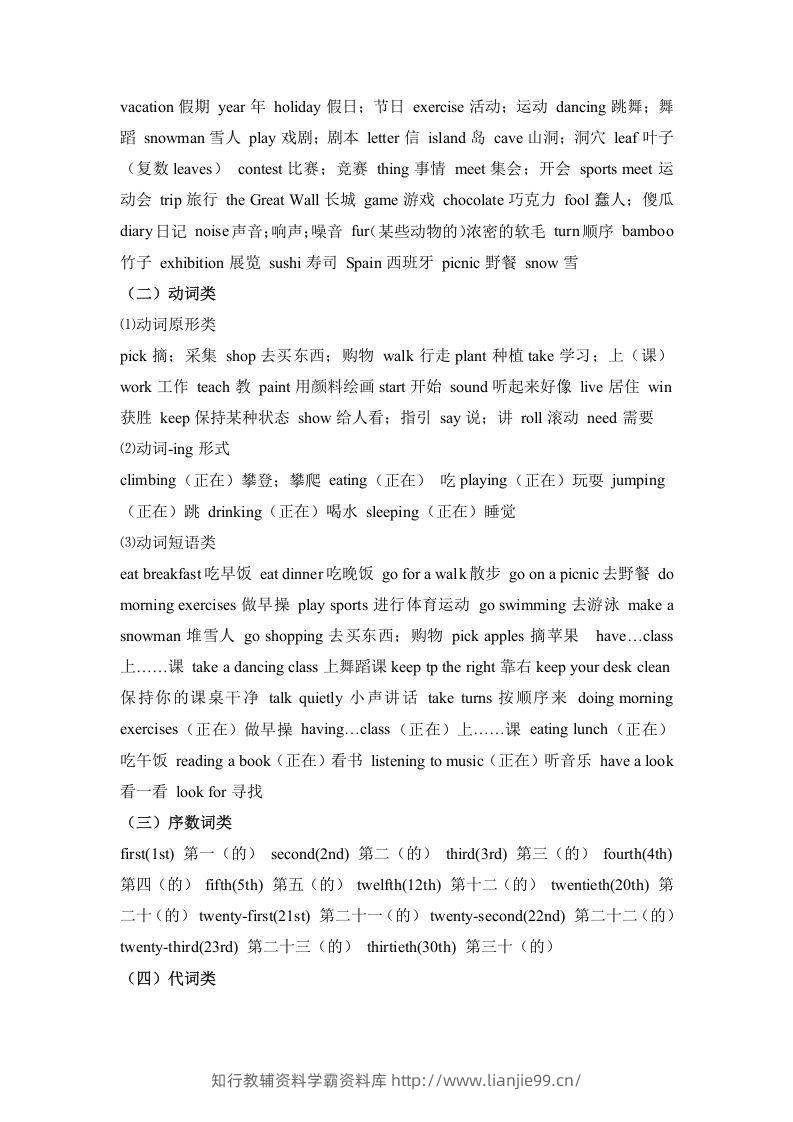 图片[2]-五年级英语下册词汇、句式梳理-全册：话题区分（人教PEP版）-学霸资料库学科资源下载
