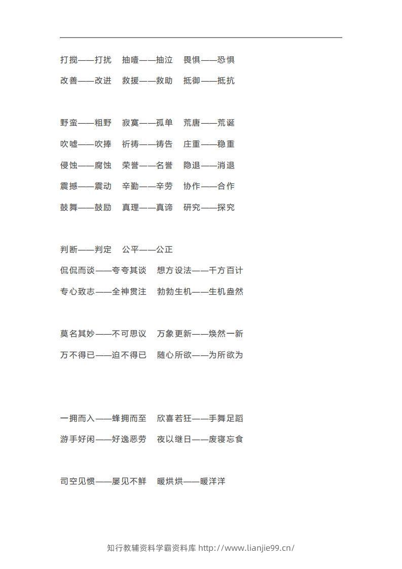 图片[2]-六年级语文下册近义词反义词汇总（部编版）-学霸资料库学科资源下载