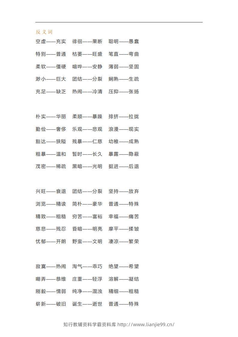 图片[3]-六年级语文下册近义词反义词汇总（部编版）-学霸资料库学科资源下载