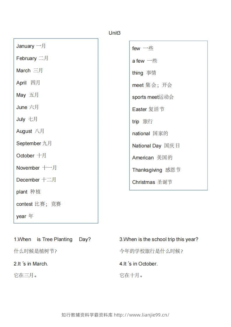 图片[3]-五年级英语下册单词表1（人教PEP版）-学霸资料库学科资源下载