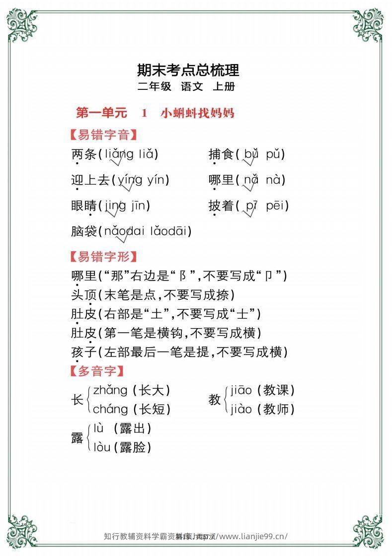 【考点总梳理57页】二上语文-学霸资料库学科资源下载