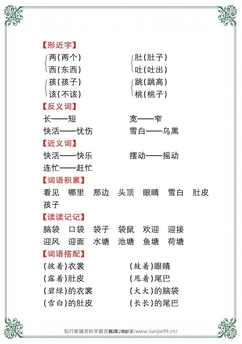 图片[2]-【考点总梳理57页】二上语文-学霸资料库学科资源下载