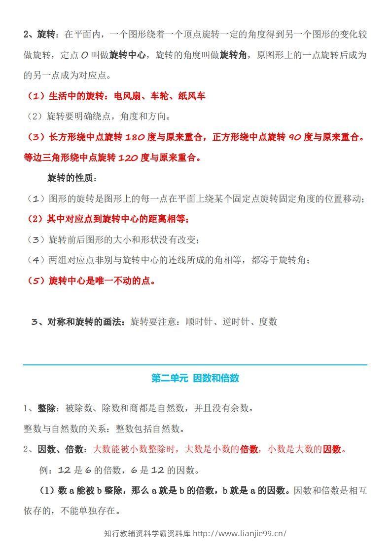 图片[2]-五下数学：人教版数学知识点-学霸资料库学科资源下载