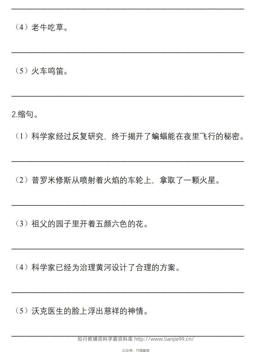 图片[3]-5年级句子专项练习-学霸资料库学科资源下载